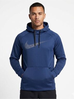 Nike Men's Navy Crewneck Dri-FIT Pullover Hoodie
